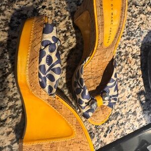 Marc Jacobs Floral Yellow and Blue Wedges